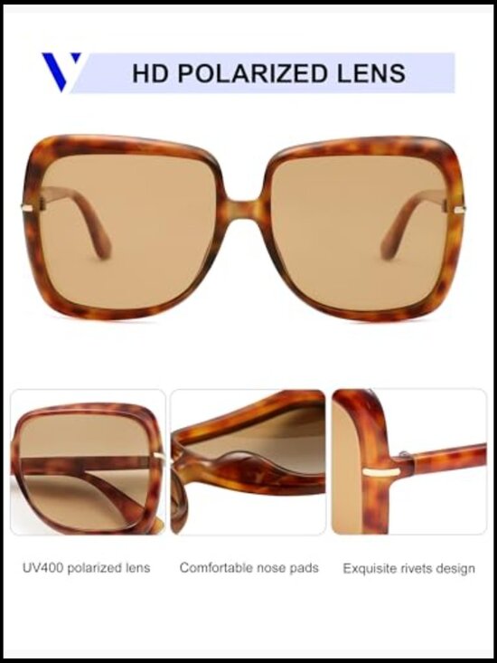 Polarized Oversized Square Sunglasses Retro Vintage Shades main image 7